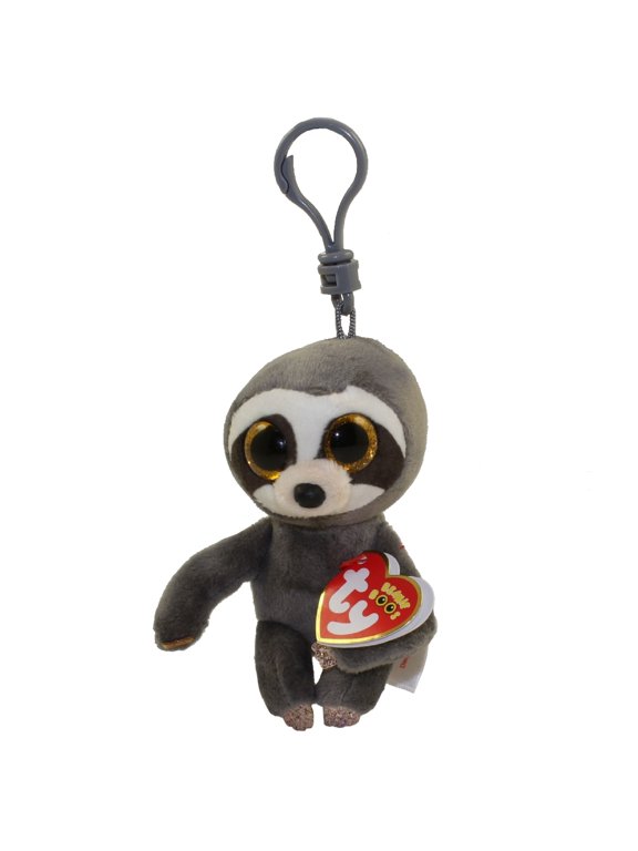 Beanie Boos (Plastic Key Clip) - Dangler the Sloth Glitter Eyes - Stuffed Animal