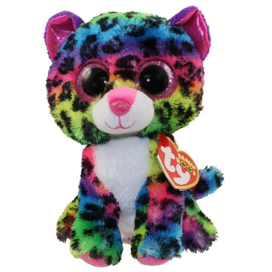 TY Beanie Boos - DOTTY the Leopard (Glitter Eyes) (Regular Size 6" Plush)(BONUS 1 FUN CHOPS & 1 ZIPPER BRACELET)