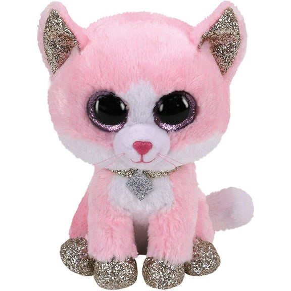 TY Beanie Boos - FIONA the Pink Cat (Glitter Eyes) (Regular Size - 6 inch)