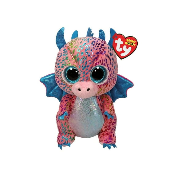 TY Beanie Boos - FLINT the Dragon (Glittery Eyes)(Regular Size 6" Plush) BONUS 1 FUN CHOPS