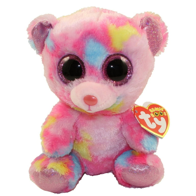 TY Beanie Boos - FRANKY The Tie Dye Multi Colored Pink Bear