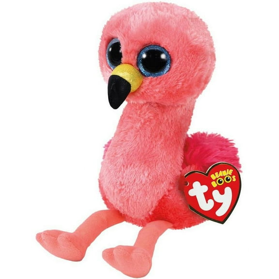 TY Beanie Boos - GILDA the Flamingo Pink Bird (Glitter Eyes) Regular Size 6" Plush With Fun Chops