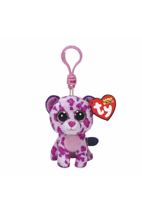 Beanie Boos - GLAMOUR the Pink Leopard 4" Key Clip Plush (BONUS ONE RANDOM TY ERASER)