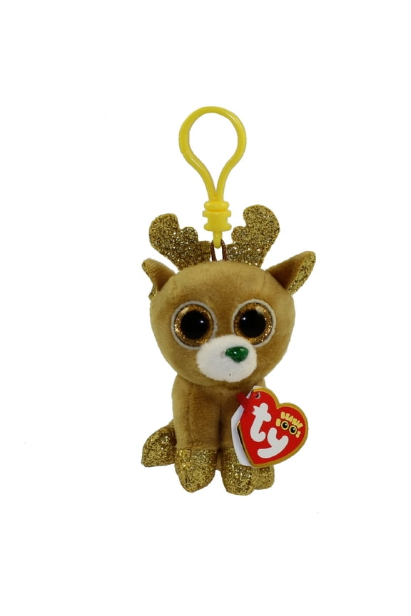 Beanie Boos - GLITZY the Reindeer (Glitter Eyes) (Plastic Key Clip)