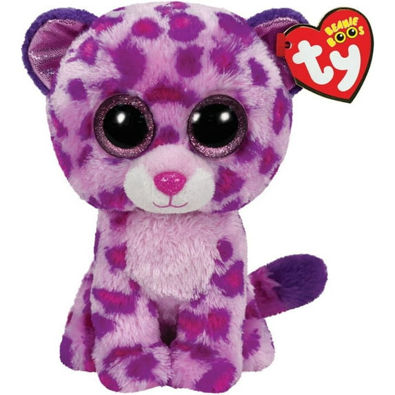 TY Beanie Boos - Glamour the Pink Leopard (Glitter Eyes) Regular Size 6" Plush (With Fun Chops)