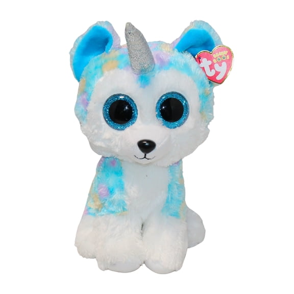 Ty Beanie Boos - Helena the Blue Unicorn Husky Medium (9") Glitter Eyes - Stuffed Animal