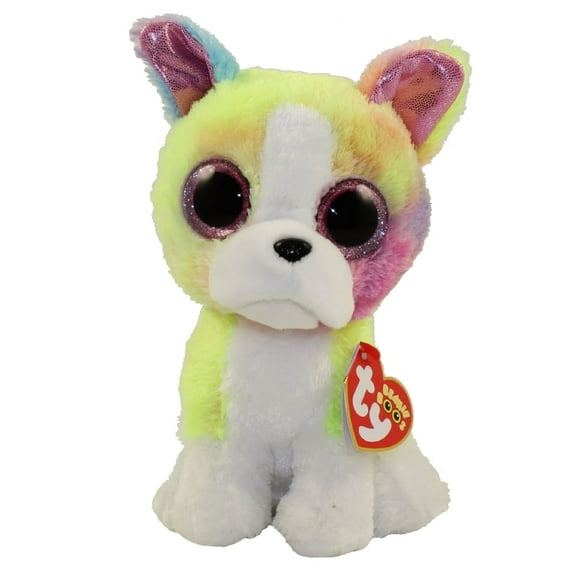 TY Beanie Boos - ISLA the Rainbow Bulldog (Glitter Eyes Regular Size 6" Plush ) BONUS 1 FUN CHOPS