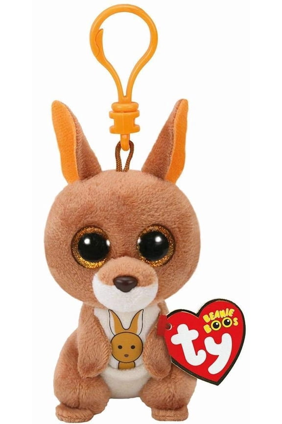 Beanie Boos - KIPPER the Kangaroo (Glitter Eyes) (3" Plastic Key Clip) (BONUS ONE RANDOM TY ERASER)