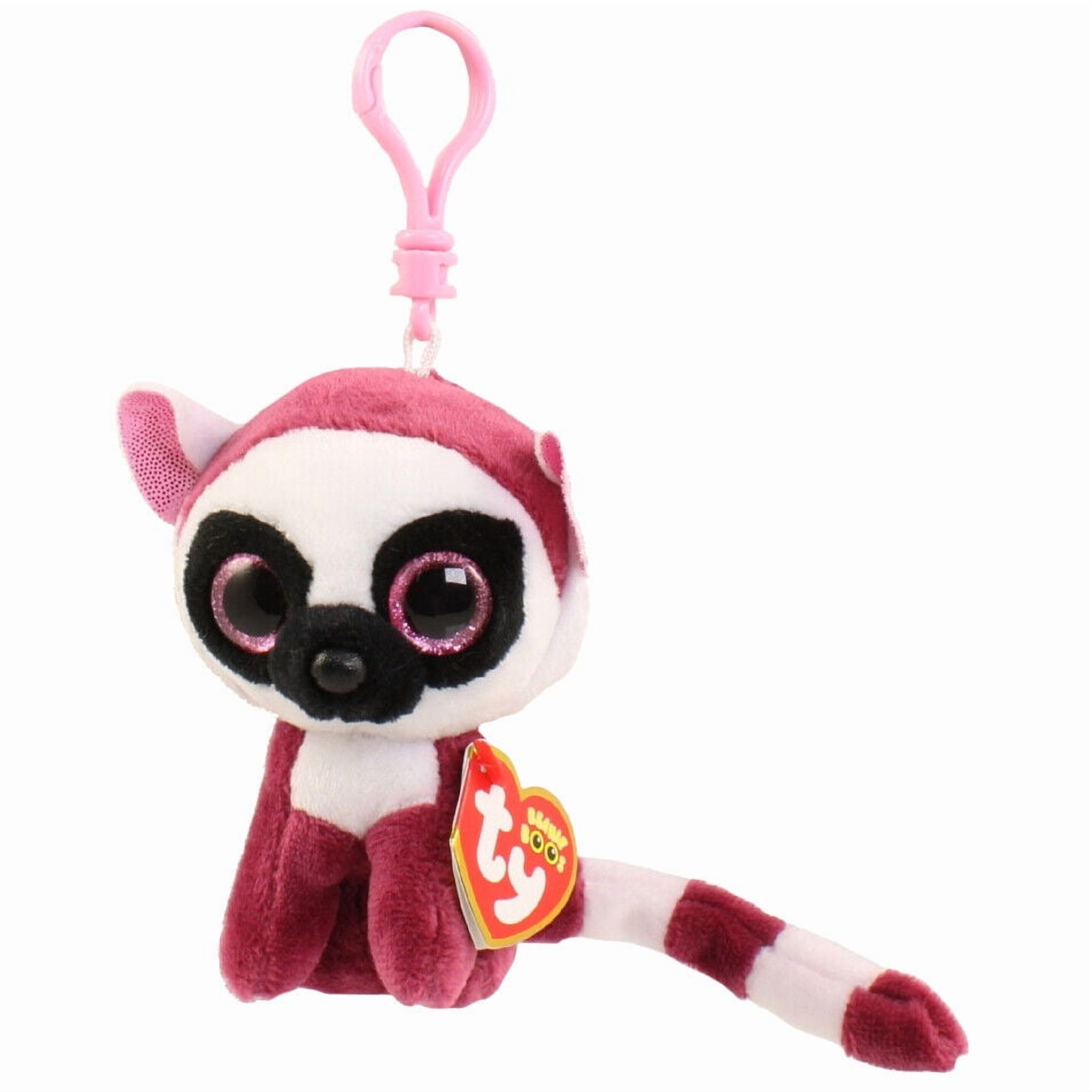 TY Beanie Boos LEEANN the Pink Lemur (Glitter Eyes) (Plastic Key