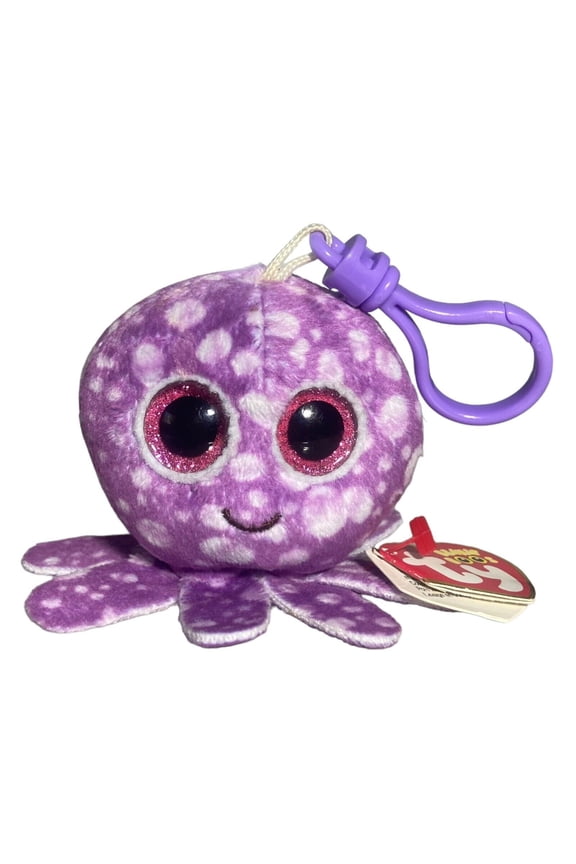 Beanie Boos  LEGS the Purple Octopus (Plastic Key Clip  3" Plush) (BONUS ONE RANDOM TY ERASER)
