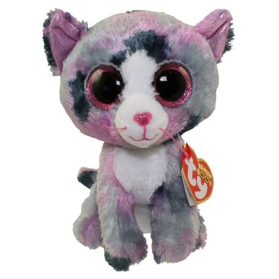 TY Beanie Boos - LINDI the Grey & Purple Cat (Regular Size 6