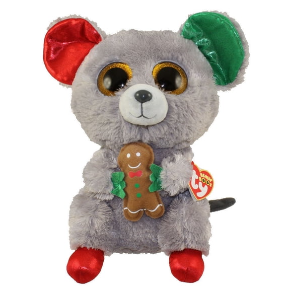 TY Beanie Boos - MAC the Grey Mouse (Glitter Eyes) Holiday Medium 9" Plush (With Fun Chops)