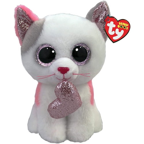 TY Beanie Boos - MILENA the Valentine's Kitty Cat (Glitter Eyes)(Regular Size - 6" Plush)(BONUS 1 FUN CHOPS & 1 TY CARD)