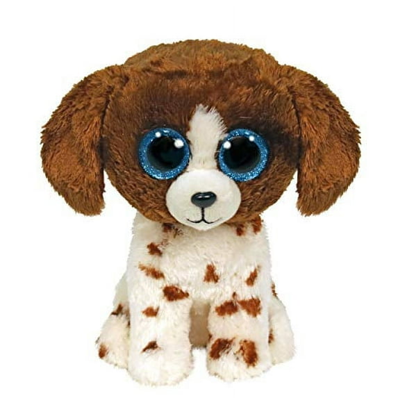TY Beanie Boos - MUDDLES the White & Brown Spotted Dog (Glitter Eyes)(Medium Size - 9 inch)
