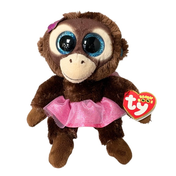 Ty Beanie Boos - Nadya the Ballerina Monkey, (5"), Glitter Eyes, Europe, MWMT Stuffed Animal Toy