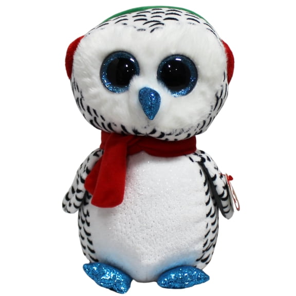 Ty Beanie Boos - Nester the Christmas Owl Medium (9.5") Glitter Eyes - Stuffed Animal