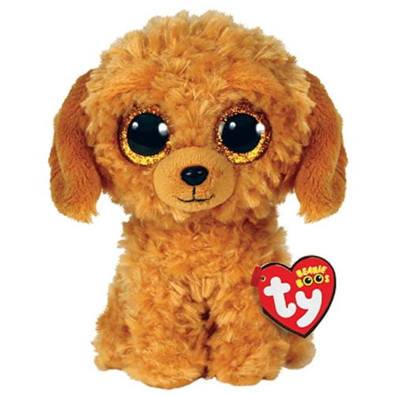 TY Beanie Boos - NOODLES the Goldendoodle Dog (Glitter Eyes)(Regular Size - 6" Plush)(BONUS 1 FUN CHOPS & 1 ZIPPER BRACELET)