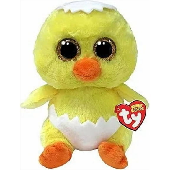 TY Beanie Boos - PEETIE the Easter Chick in Egg (Glitter Eyes)(Regular Size - 6" Plush) (BONUS 1 FUN CHOPS)