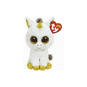 TY Beanie Boos - PEGAUSUS White And Gold Unicorn (Regular 6" Plush) (BONUS 1 RANDOM TY ERASER)