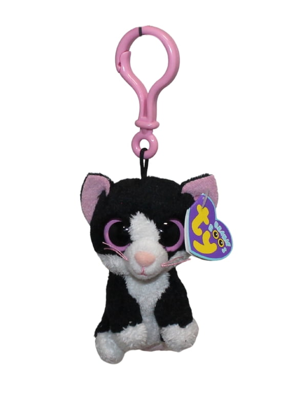 Beanie Boos - PEPPER the Black & White Cat (Glitter Eyes) (Plastic Key Clip - 3 inch)