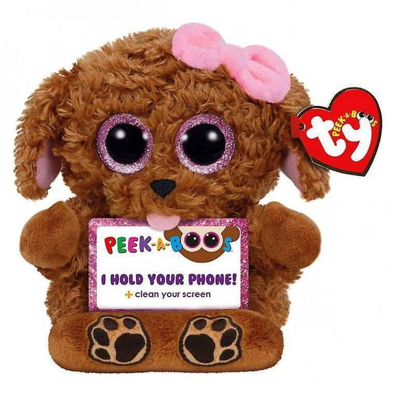 TY Beanie Boos - Peek-A-Boos -ZELDA the Dog (4" Phone Holder) BONUS 1 FUN CHOPS