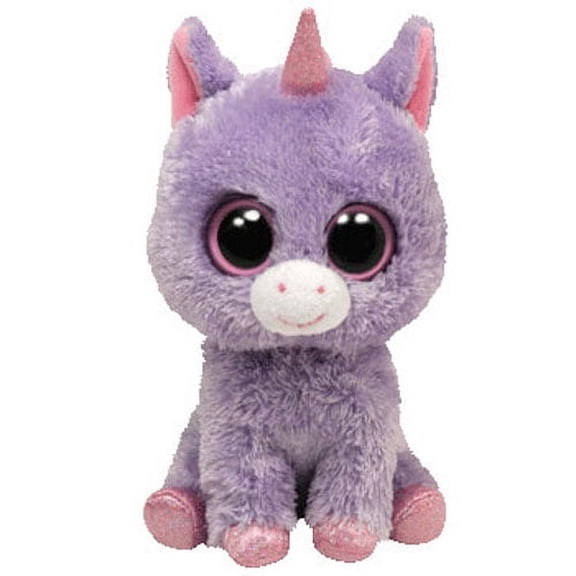 Ty Beanie Boos- Rainbow the Purple Unicorn   Glitter Eyes  - Stuffed Animal