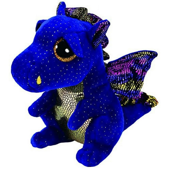 TY Beanie Boos - SAFFIRE the Blue Dragon (Glitter Eyes) (Medium Size - 9 inch)