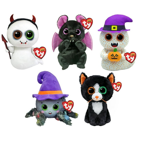 TY Beanie Boos - SET of 5 Halloween 2025 Releases [Luna, Weaver, Batiste, Tricky & Flicker](6 inch)