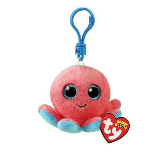 TY Beanie Boos - SHELDON the Octopus (Glitter Eyes) (Key Clip - 3" Plush)(BONUS 1 RANDOM TY ERASER)