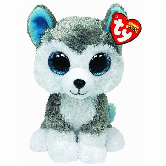 TY Beanie Boos - SLUSH the Husky (Glitter Eyes) (Regular Size 6" Plush)(BONUS 1 TY CARD & 1 FUN CHOPS)