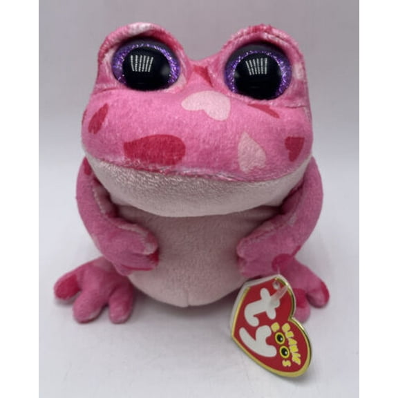 TY Beanie Boos - SMITTEN the Pink Frog (Glitter Eyes) (Regular Size - 6" Plush) (BONUS ONE RANDOM TY ERASER)