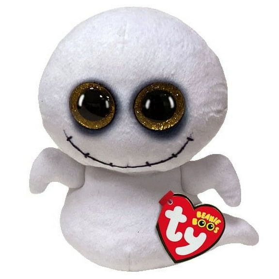 TY Beanie Boos - SPIKE the Ghost Halloween Plush Toy (Glitter Eyes) (Regular Size 6" Plush)(BONUS 1 TY CARD & 1 FUN CHOPS)