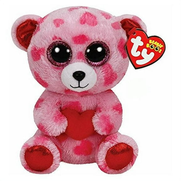 Ty Beanie Boos - Sweetikins the Bear Glitter Eyes Valentine's Day - Stuffed Animal