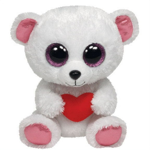TY Beanie Boos - SWEETLY White Bear with Heart (Glitter Eyes) (Regular Size - 6 inch)