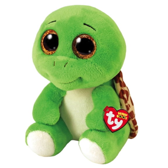 TY Beanie Boos - TURBO the Green Turtle (Glitter Eyes) (Medium Size - 9" Plush)(BONUS 1 FUN CHOPS & 1 TY CARD)