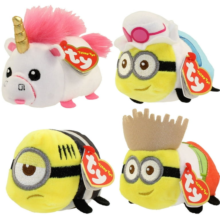 TY Beanie Boos Teeny Tys Stackable Plush Despicable Me 3 SET OF 4 Fluffy Jerry Mel Dave