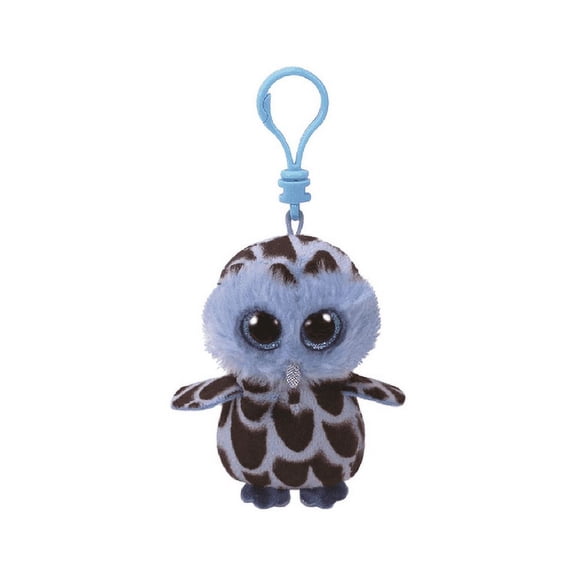 Ty Beanie Boos (Plastic Key Clip) - Yago the Blue Owl Glitter Eyes - Stuffed Animal