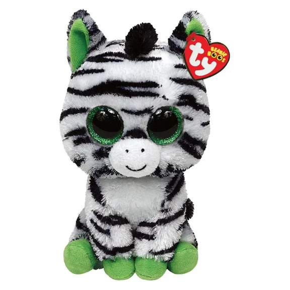 TY Beanie Boos - ZIG-ZAG the Zebra (GLITTERY EYES) (Regular Size - 6")(BONUS 1 FUN CHOPS & 1 TY CARD)