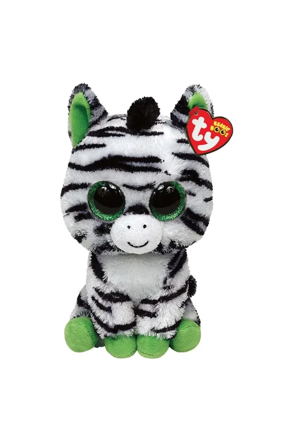 Beanie Boos - ZIG-ZAG the Zebra (GLITTERY EYES) (Regular Size - 6")(BONUS 1 FUN CHOPS & 1 TY CARD)