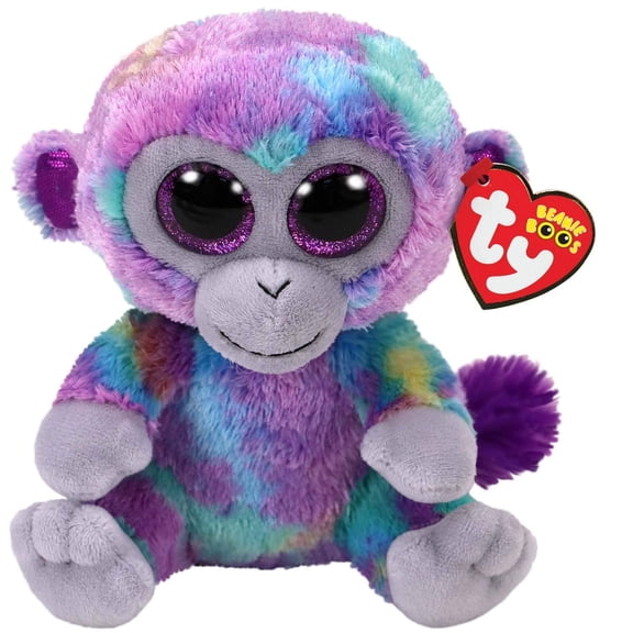 TY Beanie Boos - Zuri The Tie Dye Monkey (Glitter Eyes) Small 6" Plush