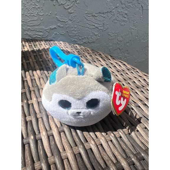 TY Beanie Squishies Squish-A-Boos Plush -Slush the Husky Dog 3 Clip New (BONUS 1 ZIPPER BRACELET)