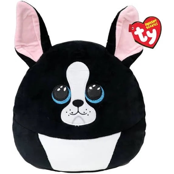 TY Beanie Squishies (Squish-A-Boos) Plush - TINK the Black & White Dog (10 inch)