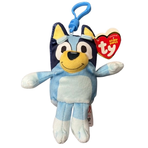 TY Bluey Beanie Baby Clip - BLUEY (Plastic Key Clip - 4 inch)