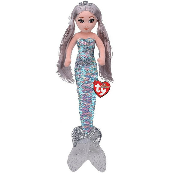 TY Flippable - ATHENA the Sea Sequin Platinum Plush (10" Mermaid) (BONUS 1 RANDOM TY ERASER)