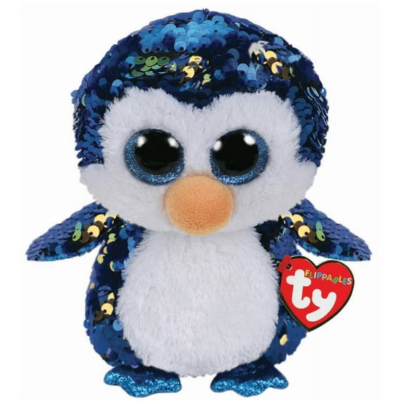 Ty Flippables Sequin Plush - Payton the Blue Penguin - Stuffed Animal