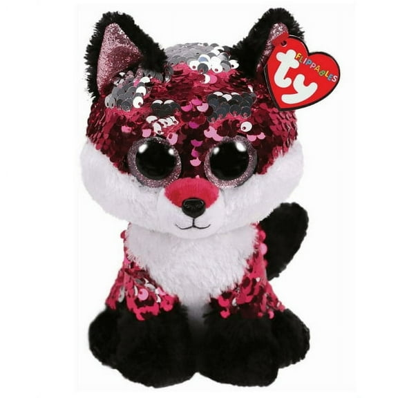 TY Flippables - Jewel the Sequin Fox (Glitter Eyes) Regular Size 6" Plush (BONUS RANDOM ONE TY ERASER)