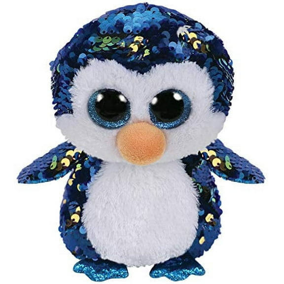 TY Flippables Payton - The Sequin Blue Penguin  (Glitter Eyes) Small 6" Plush