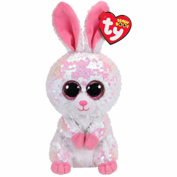 TY Flippables Sequin - BONNIE the Bunny Rabbit (Regular Size - 6" Plush)(BONUS 1 FUN CHOPS & 1 ZIPPER BRACELET)