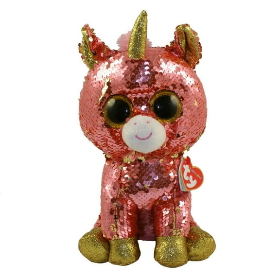 TY Flippables Sequin Plush - SUNSET the Unicorn (Medium Size - 10" Plush)(BONUS ONE RANDOM TY ERASER)