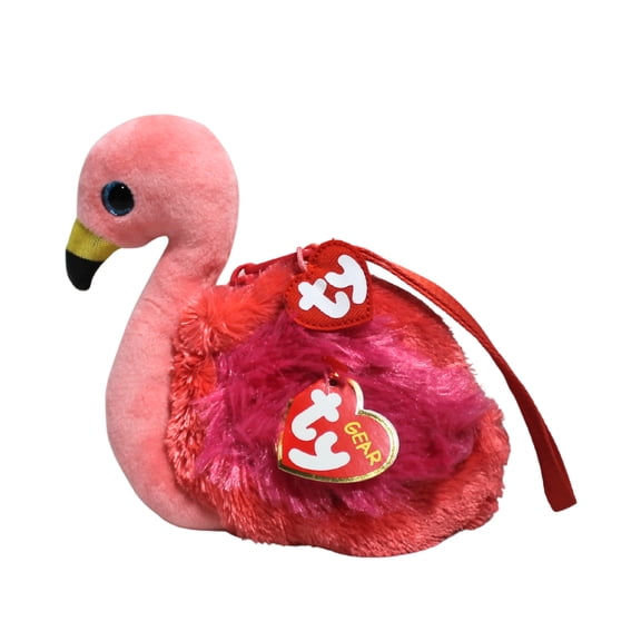 Ty Gear- Gilda the Flamingo Glitter Eyes Wristlet Purse - Stuffed Animal